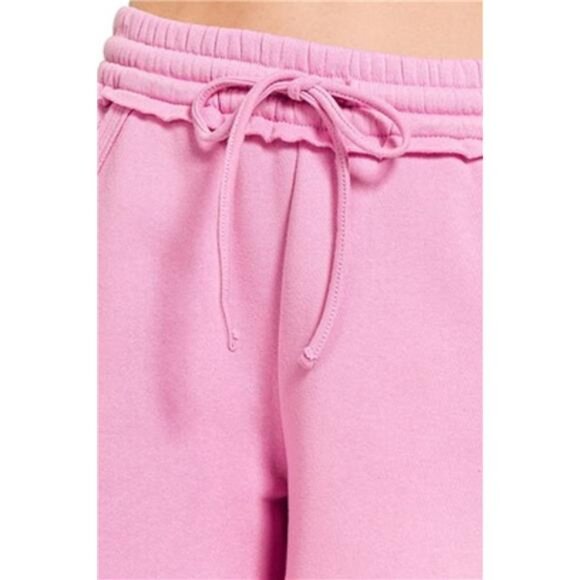 Zenana Fleece Raw Hem Shorts With Draw String - Picture 3 of 3